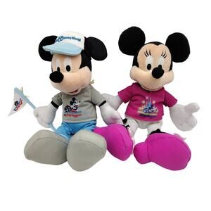 Disney World Magic Kingdom 45th Anniversary Mickey Minnie Mouse Plush Set Lot